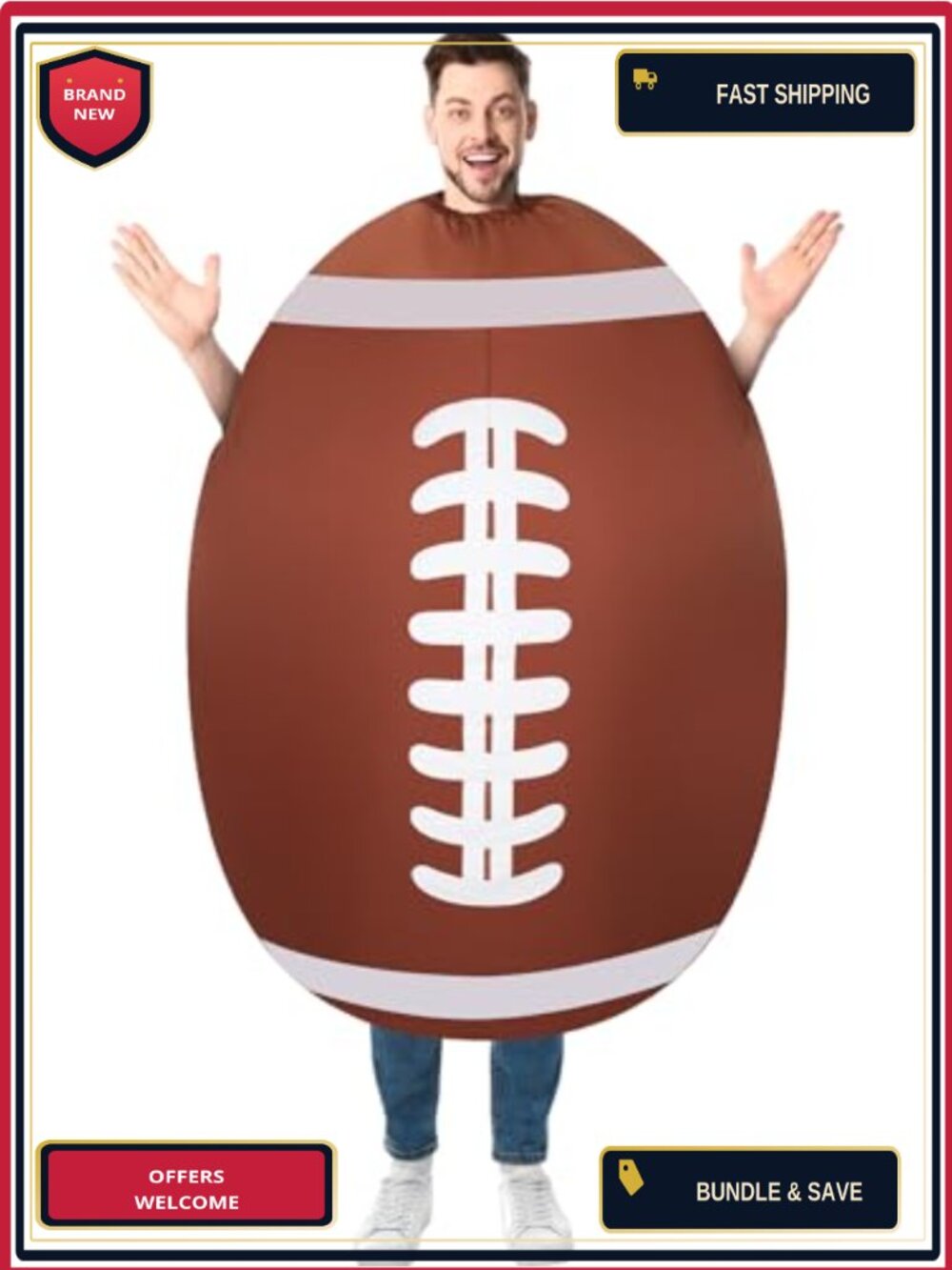Adult Inflatable Football Costume Polyester Jumpsuit Halloween Cosplay